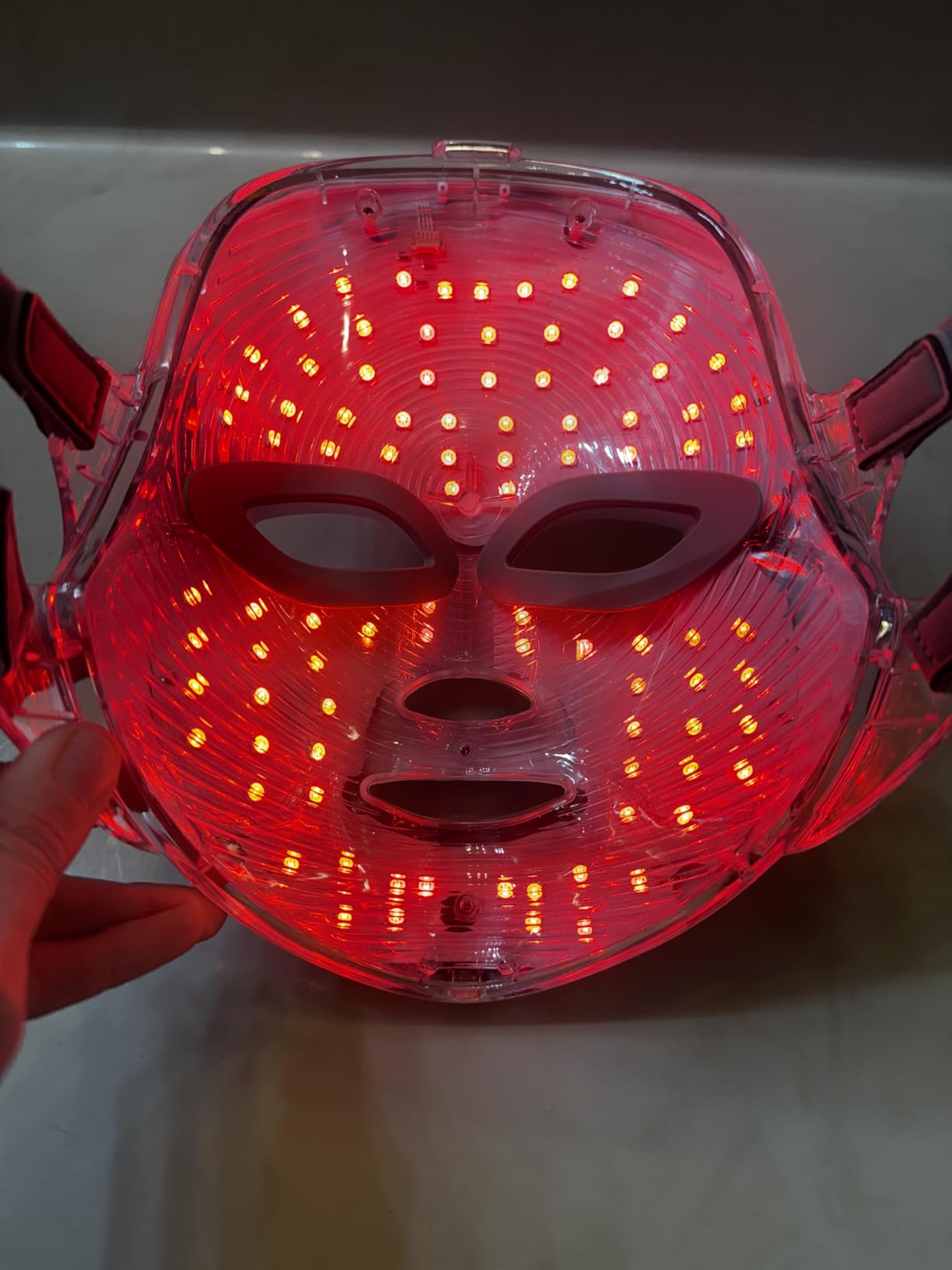 7-in-1 Colors Red Light Therapy For Face, LED Facial Skin Care Mask, Red Light Mask for Face, LED Facial Mask Light, Salon or Home, White customer photo 2