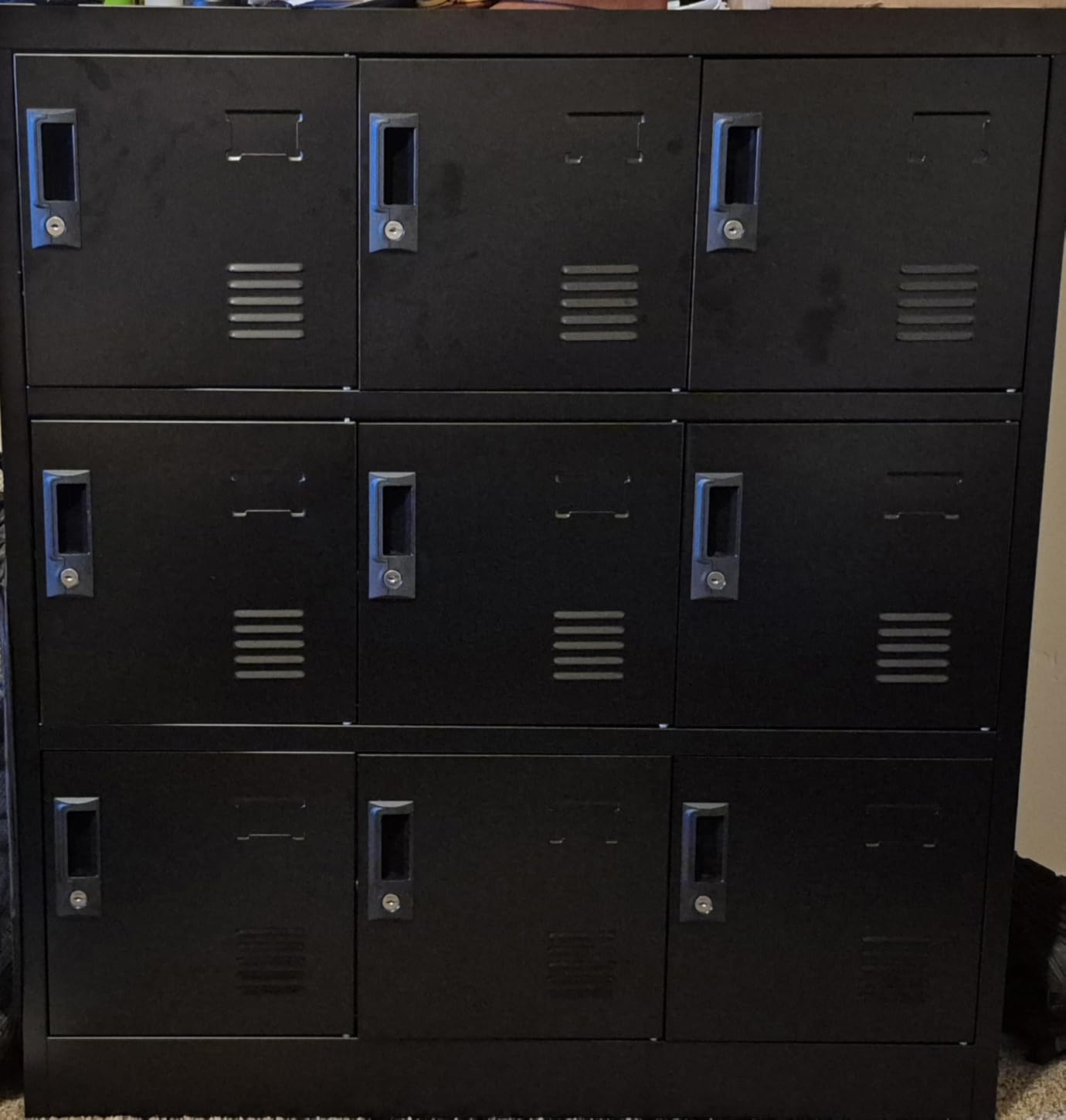 IKIMI Metal Lockers for Employees, Office Storage Locker with 9 Doors, Black | Employee Locker with Lock and Card Slot, Steel Staff Locker Storage Cabinet for Gym Home School Garage, Assembly Required customer photo 1