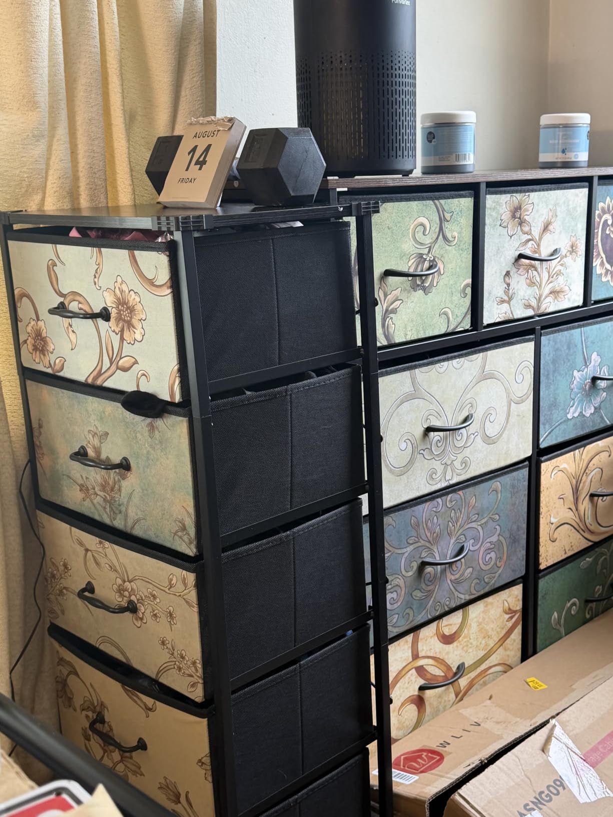 Furnulem 7 Drawer Tall Dresser for Bedroom, Vintage Fabric Chest of Drawers customer photo 2