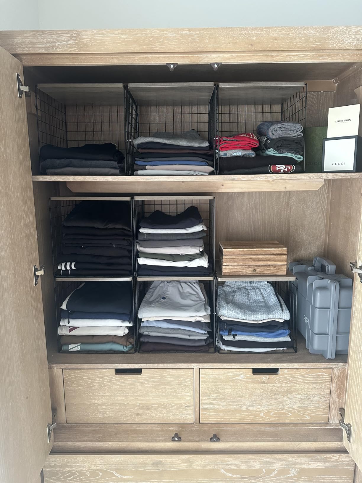 4-Tier Stackable Closet Organizers and Storage Basket, Shelves with Wood Top, Foldable Clothes Storage Bin/Cube Drawer Organizer for Wardrobe, Space-Saving, Closet Organization, Black(Patent Pending) customer photo 2
