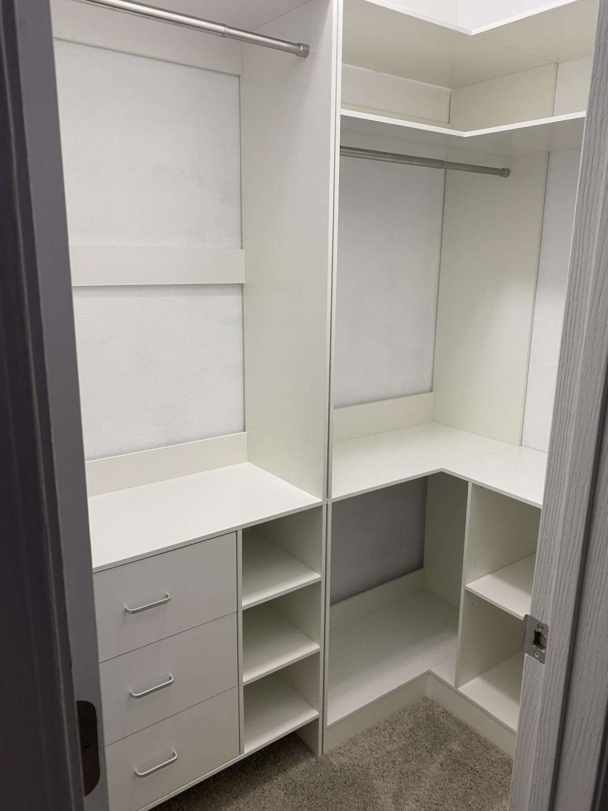 Aheaplus 2.5FT Closet System with 3 Drawers, 29.5'' Closet Organizer, White | Walk-in Closet or Small Closets Wardrobe, Clothes Rack with Hanging Rods customer photo 2