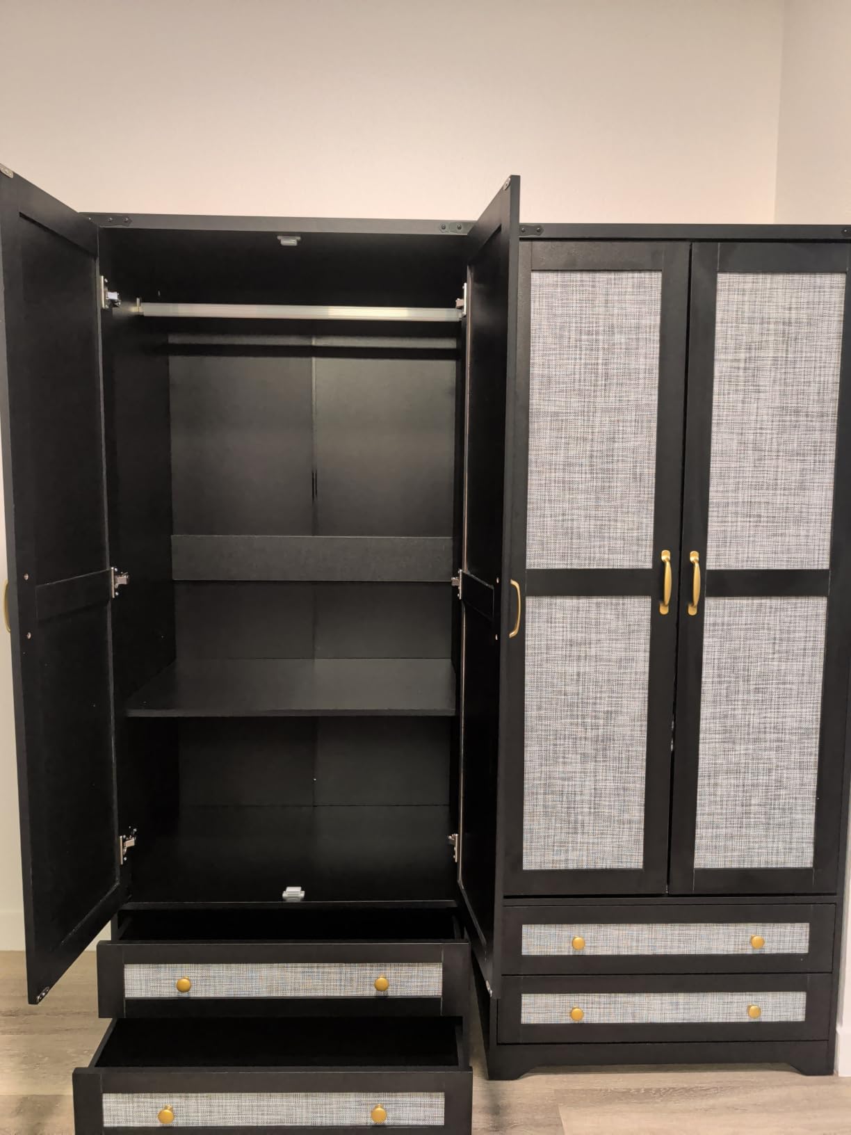Brafab 2 Doors Wooden Armoire Wardrobe Closet with 2 Drawers, Natural customer photo 2