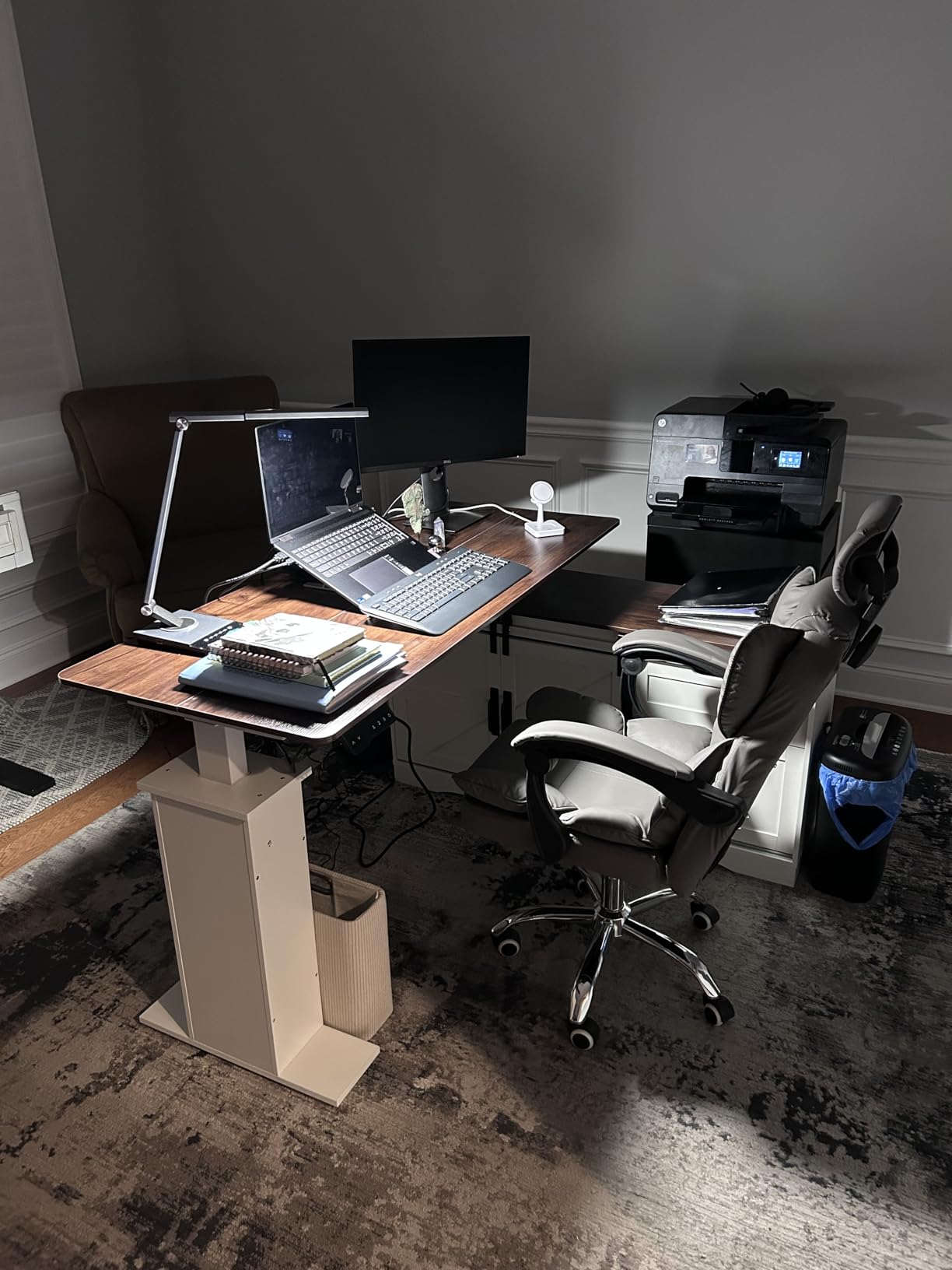 SEDETA Farmhouse 55 inch L Shaped Standing Desk with Storage Drawers customer photo 1