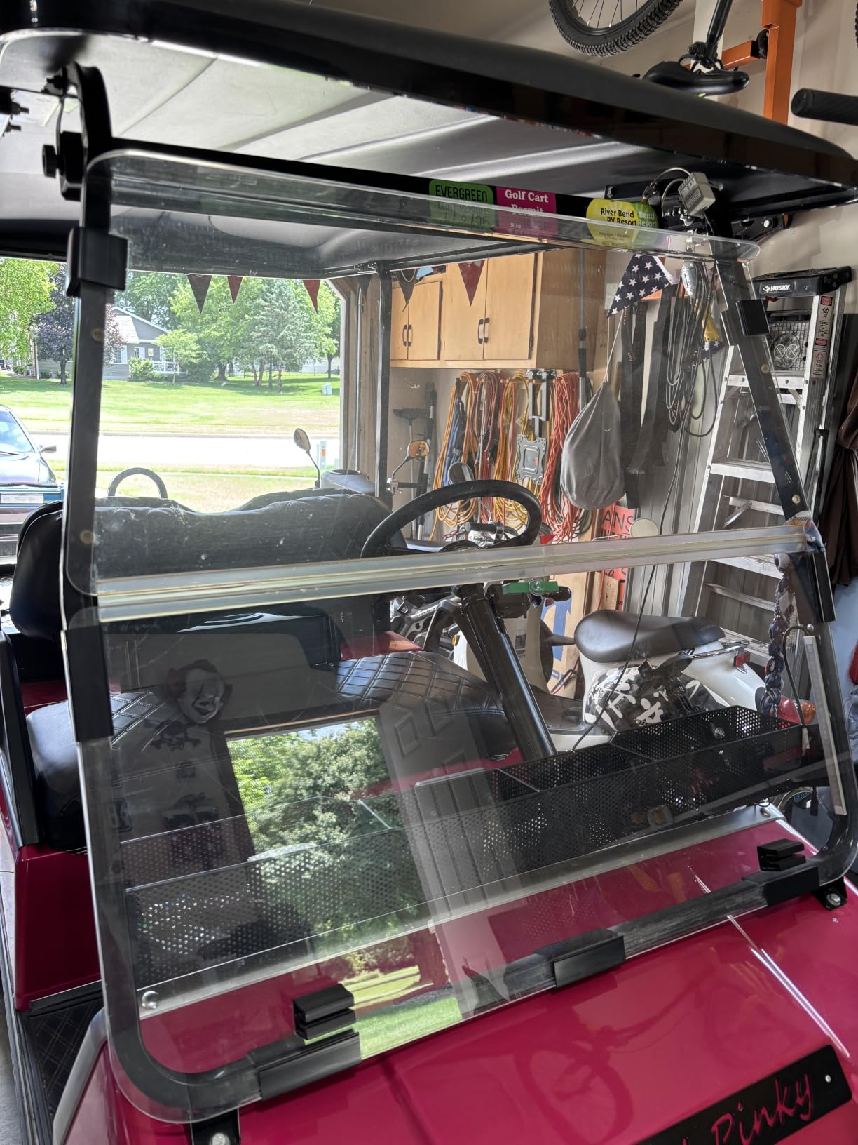 Golf Cart Windshield for Club Car DS 2000-Up Gas and Electric, Fit Tapered Front Struts Only, 5MM PC Club Car DS Windshield with Heavy Duty Hinges, UV-Proof & Impact Resistant(Clear) customer photo 1