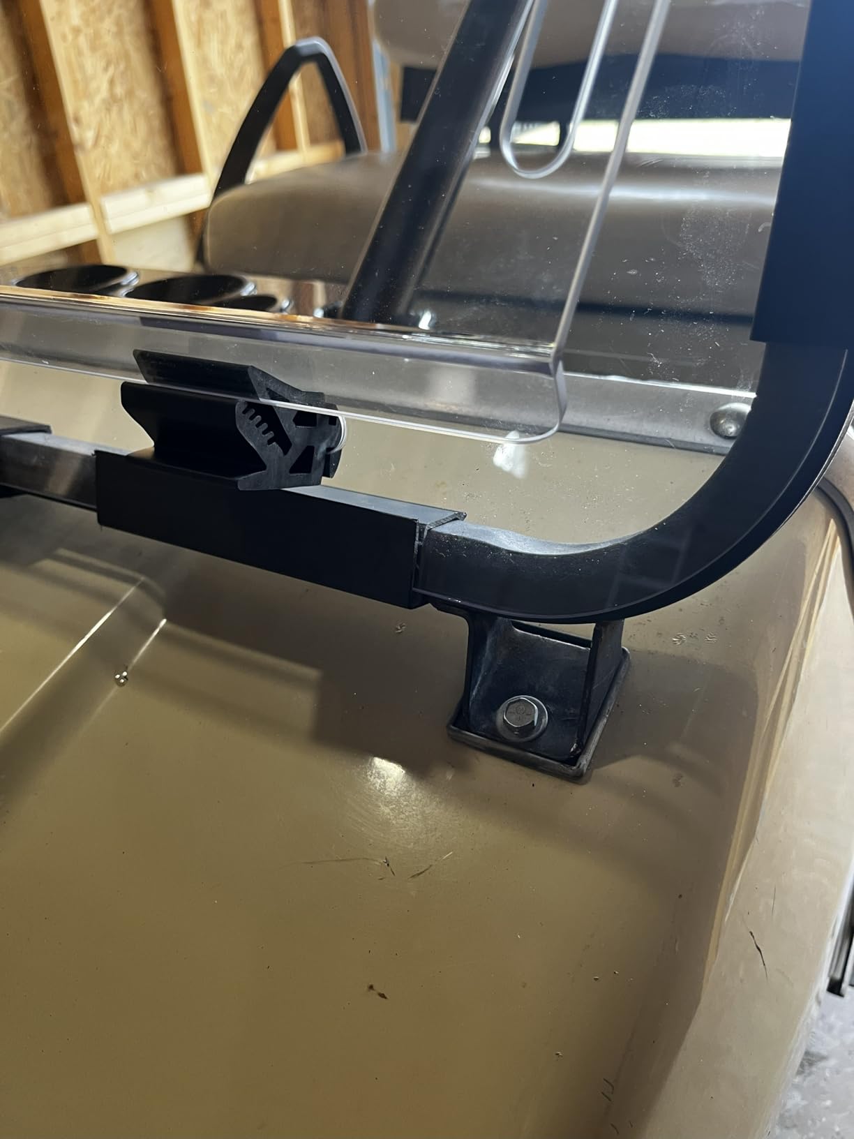 Golf Cart Windshield for Club Car DS 2000-Up Gas and Electric, Fit Tapered Front Struts Only, 5MM PC Club Car DS Windshield with Heavy Duty Hinges, UV-Proof & Impact Resistant(Clear) customer photo 2