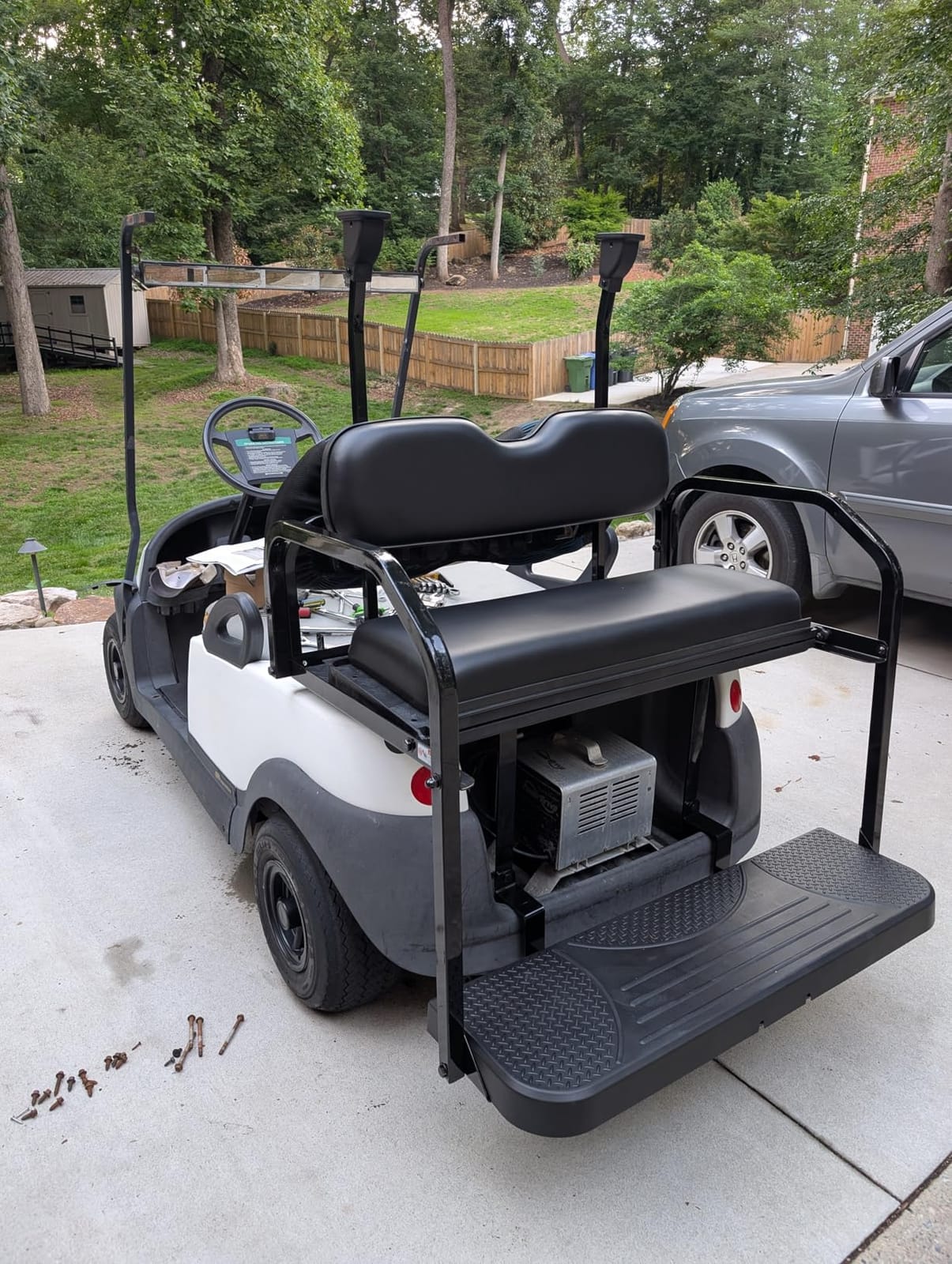 NOKINS Golf Cart Rear Flip Seat Fits Club Car Precedent Tempo Onward | Buff rear flip seat kit, 1.25 inch Square steel frame, flip cargo bed,fits Club Car Precedent Tempo Onward 2004-Up customer photo 1