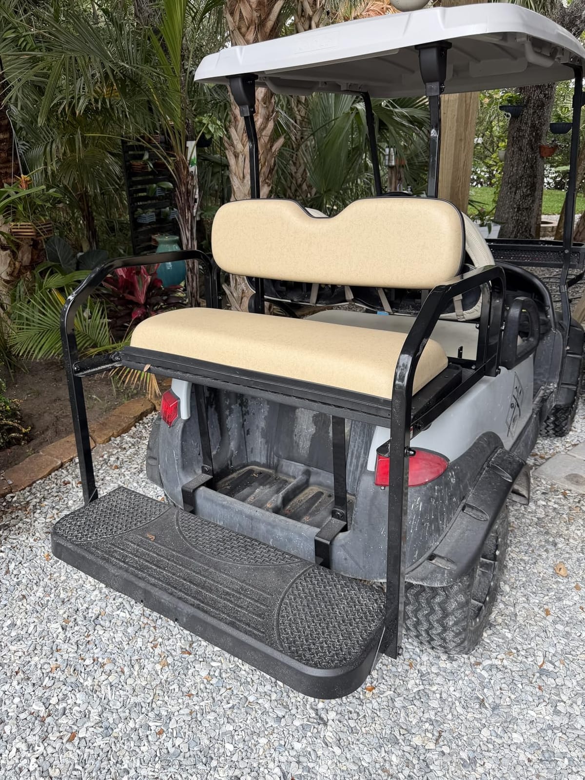 NOKINS Golf Cart Rear Flip Seat Fits Club Car Precedent Tempo Onward | Buff rear flip seat kit, 1.25 inch Square steel frame, flip cargo bed,fits Club Car Precedent Tempo Onward 2004-Up customer photo 2