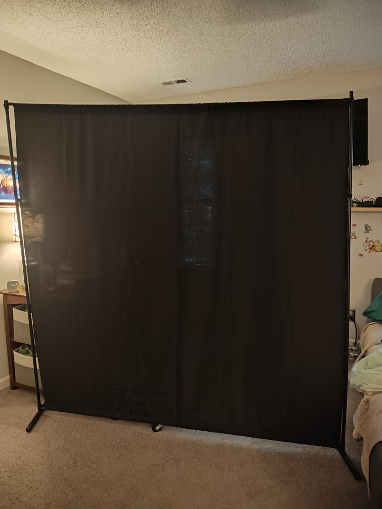 Room Divider, 72x72Inch Large Single Panel Privacy Screen with Thickened Fabric, Freestanding Partition Wall for Room Separation, Portable for Indoor Office, Bedroom, Studio Apartment, Black customer photo 2