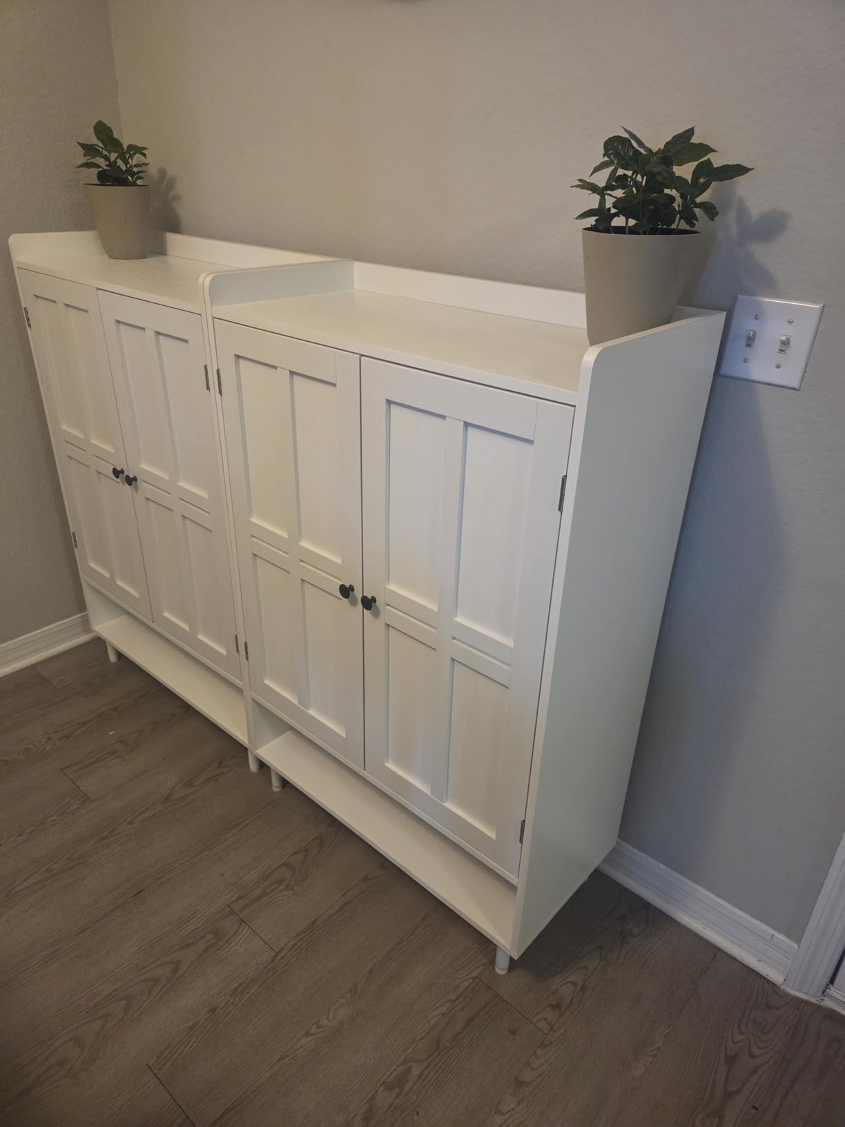 ComfyCorner Shoe Cabinet with Cross Molding Doors, 6-Tier Storage, White, 45'' Tall Shoe Storage Organizer with 3 Adjustable Shelves & Metal Legs, Freestanding Wood Shoe Rack for Entryway, Front Door customer photo 1