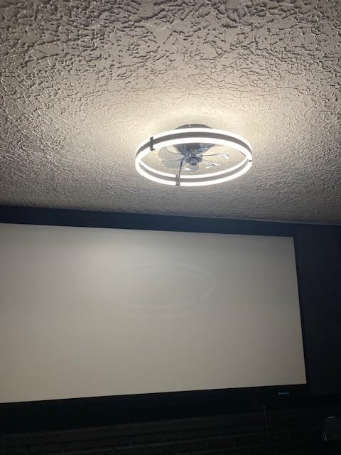 ZMISHIBO 24 Inch Ceiling Fans with Lights and Remote, Modern Low Profile Ceiling Fan, 3000-6000K Dimmable Flush Mount LED Fan Light, 6 Wind Speeds, Fandelier Ceiling Fans for Bedroom- Black customer photo 1