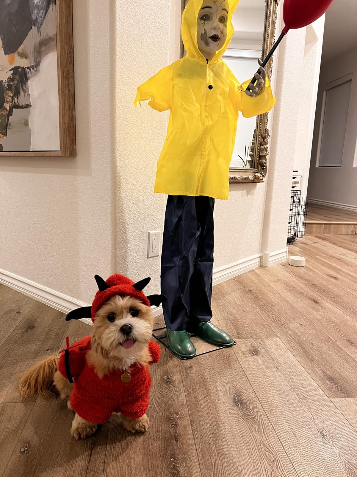 4 Ft Life Size Halloween Animatronics Prop with Sound & Touch | With Activated Sensor and Light Up Balloon, Halloween Spooky Scary Decor for Home Indoor Garden Lawn Yard Grave Party customer photo 1