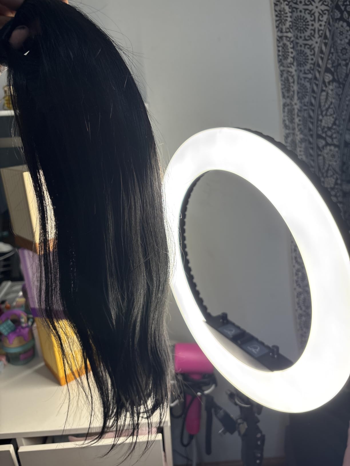 Wrap Around Ponytail Human Hair Extensions 10A Brazilian Straight Ponytail for Black Women Unprocessed Remy Human Hair Pony Tail with Magic Paste Clip In Extension Hairpiece 110g (24 Inch) customer photo 1