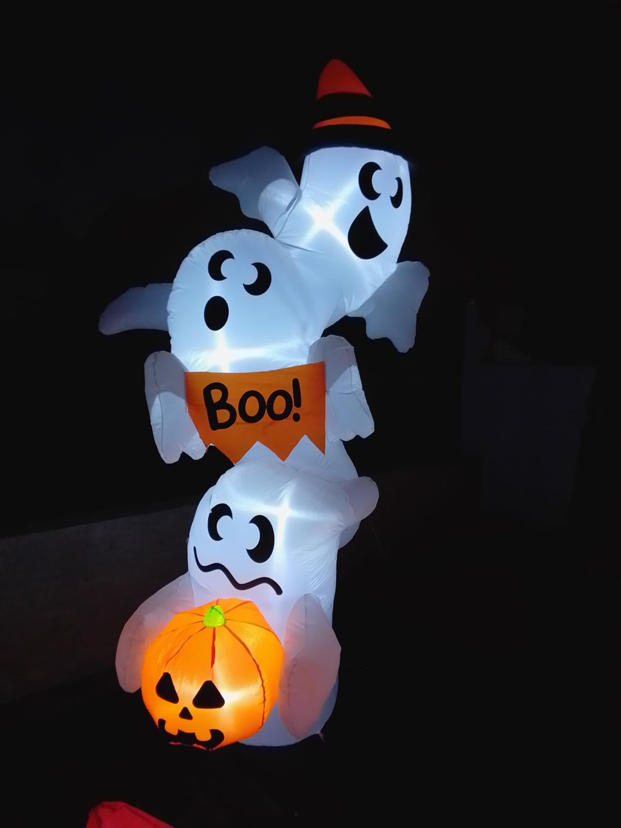JOYIN Halloween Inflatable Ghost Outdoor Decorations, Giant Overlap Ghost Inflatable Decor with LEDs, Blow Up Yard Decorations for Halloween Party Garden Lawn Yard Decor customer photo 2