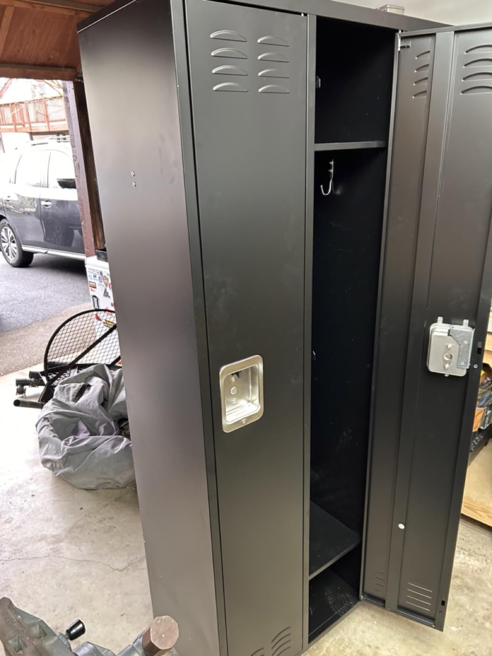 Aobabo 6 Door Metal Employee Lockers, 72 in, Black | Ventilated steel compartments with name-card slots and interior hooks for offices, gyms, breakrooms, and staff areas customer photo 1