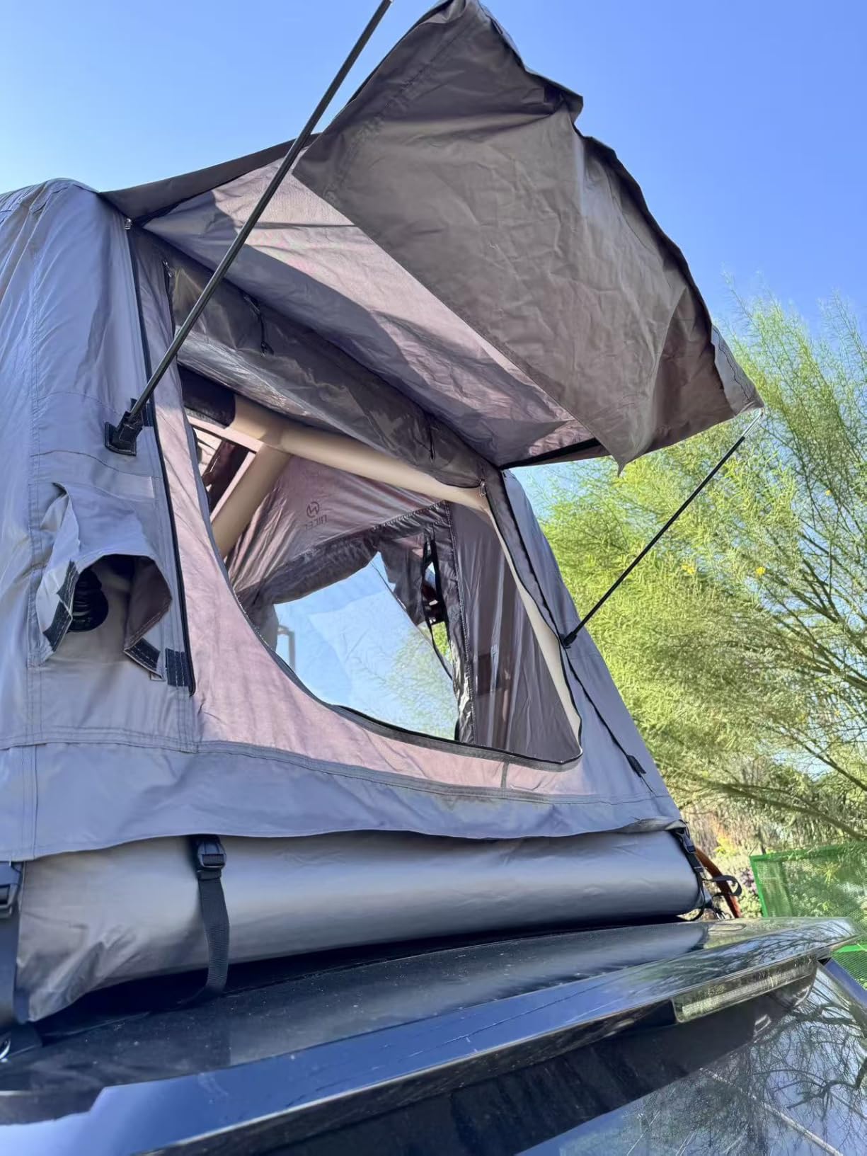 Nice C Inflatable Rooftop Tent, SUV Truck Car Roof Tent (Black&Grey) | Overland Tent, Air Mattress & Ladder, Easy Setup, Pop-Up Camping Tent, Pump Included, Waterproof, Windproof customer photo 1