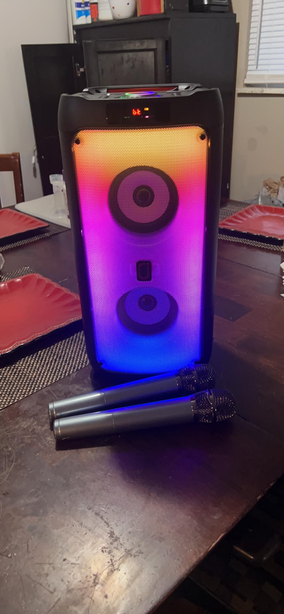 HWWR Karaoke Machine for Adults, Big Party Speaker with 500W Peak Power, Wireless PA System with Dual 8