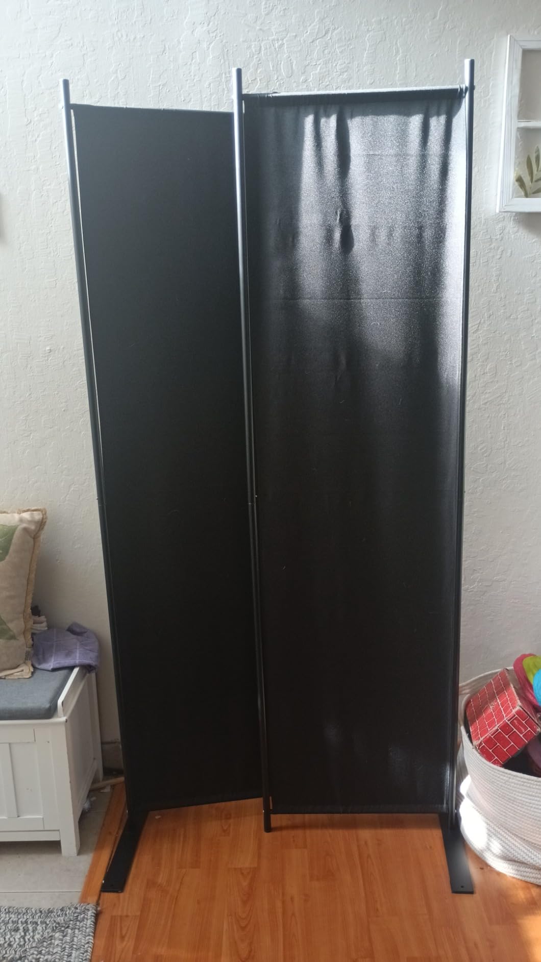 MAYOLIAH 8-Panel Black Room Divider 6ft Tall Indoor Folding Privacy Screen customer photo 2