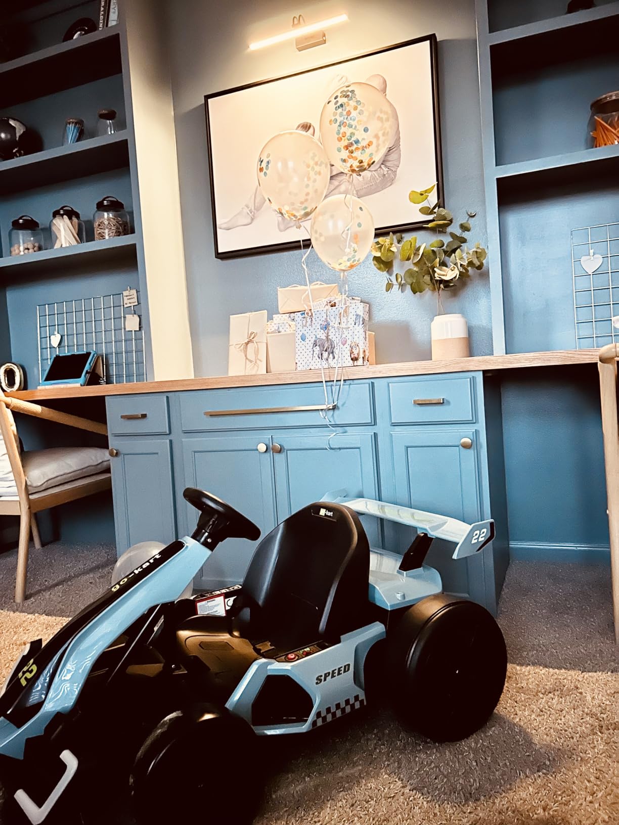 KerryYoo K61 Go Kart Electric Drift Kart with Length Adjustable Seat, 24V Ride on Toys with 4 Speed Mode, 300W Outdoor Ride On Crazy Kart, 8.5 MPH, Bluetooth - Red customer photo 1
