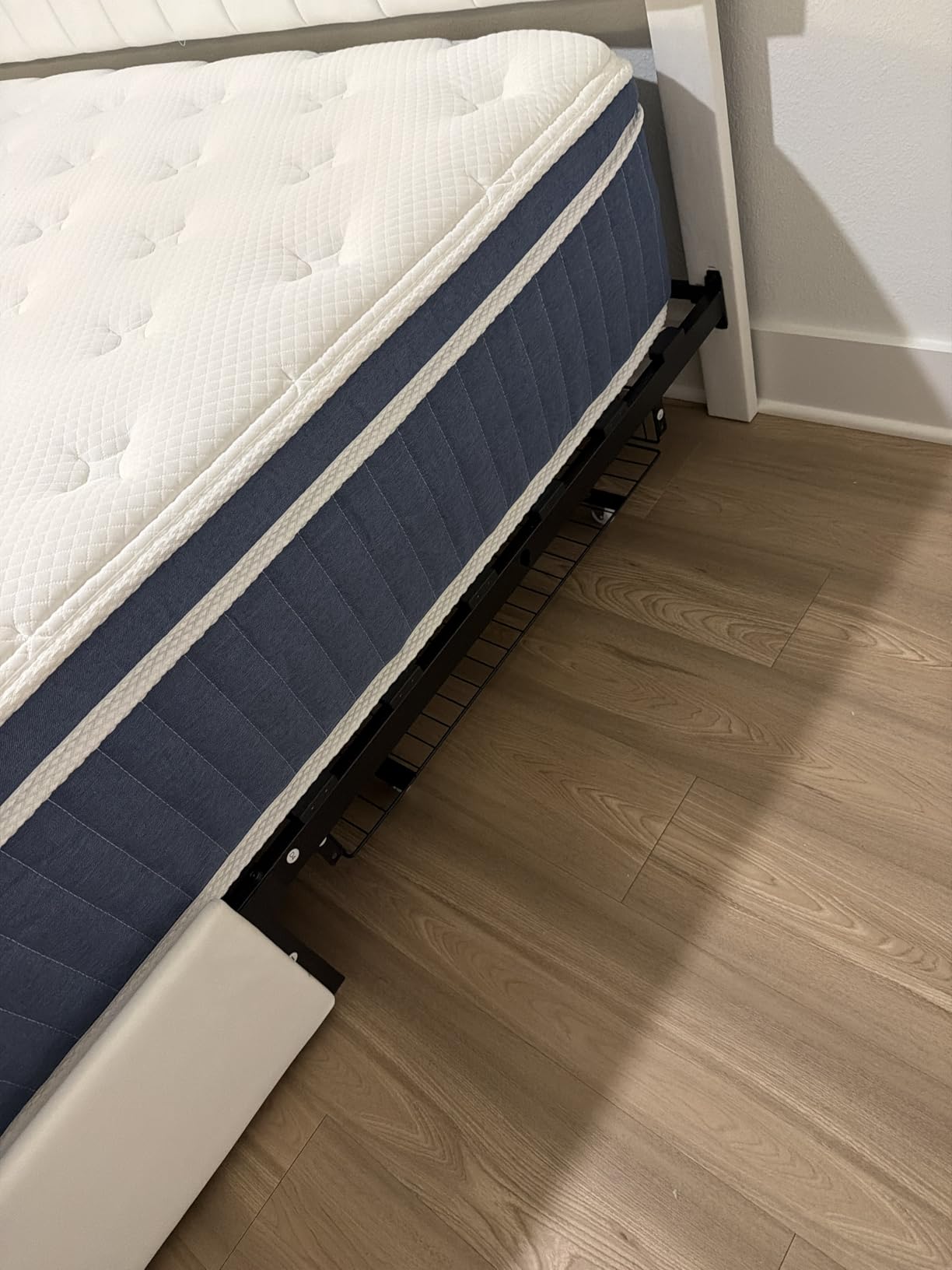 Allewie King Size Storage Bed Frame, Vertical Channel Tufted Adjustable Headboard, Velvet Upholstered Platform Bed with 4 Oversized Underbed Drawers, Wooden Slats Support, No Box Spring Needed, White customer photo 1