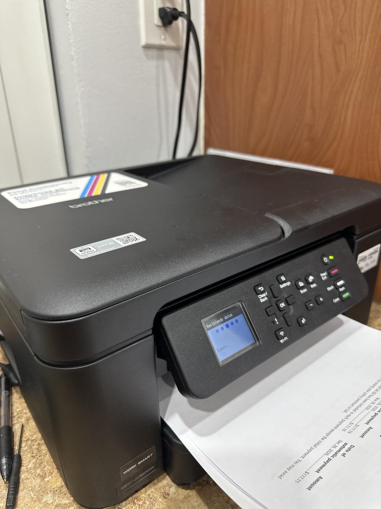 Brother MFCJ1360DW Work Smart 1360 Wireless Color Inkjet All-in-One Printer with automatic 2-sided printing, mobile printing, 1.8