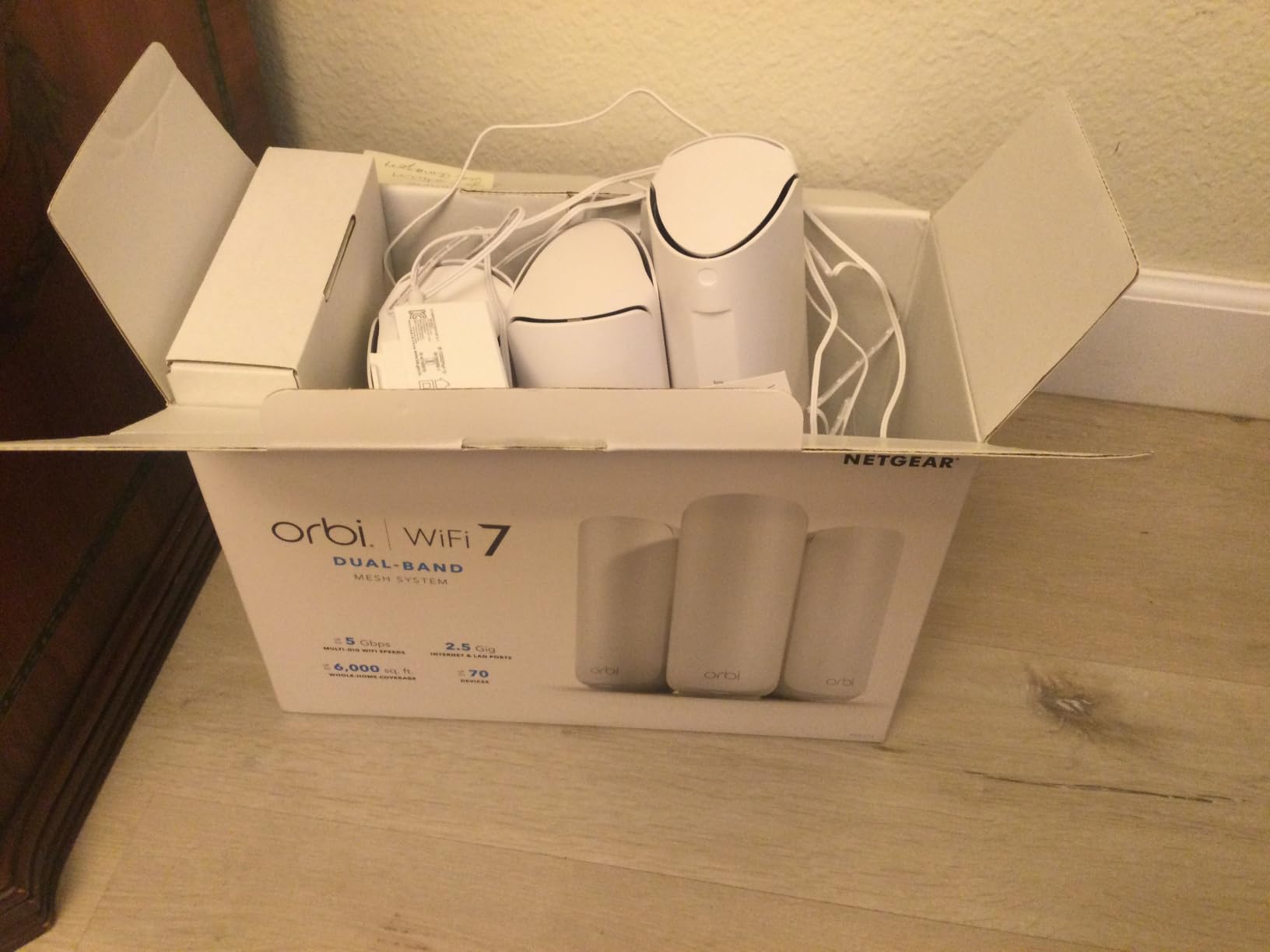 NETGEAR Orbi 370 Series WiFi 7 Mesh System, Up to 6,000 sq ft., 3 Pack | Up to 5 Gbps, 70 Devices, Easy Set Up, Dual-Band, Security Features, 2.5 Gig Port, Router + 2 Satellite Extenders, RBE373 customer photo 2