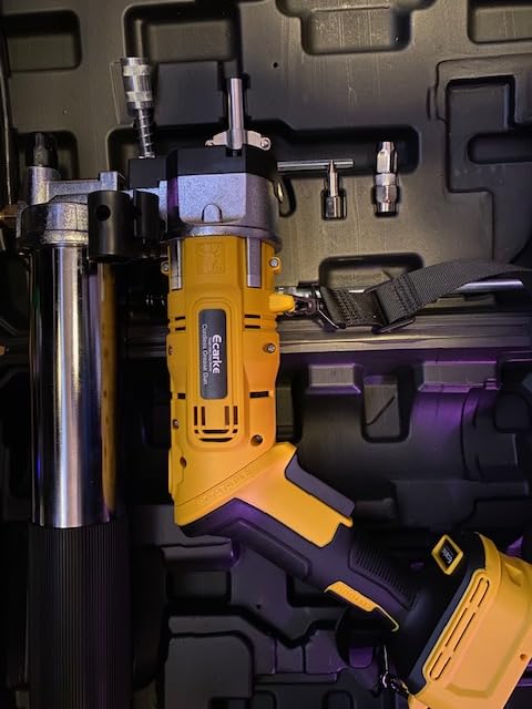 Ecarke Cordless Grease Gun Compatible with DeWalt 20V Battery, 12000PSI Max Electric Grease Gun, Dual Pistol & in-Line Grip, Works with Bulk & Cartridge Grease, with 39
