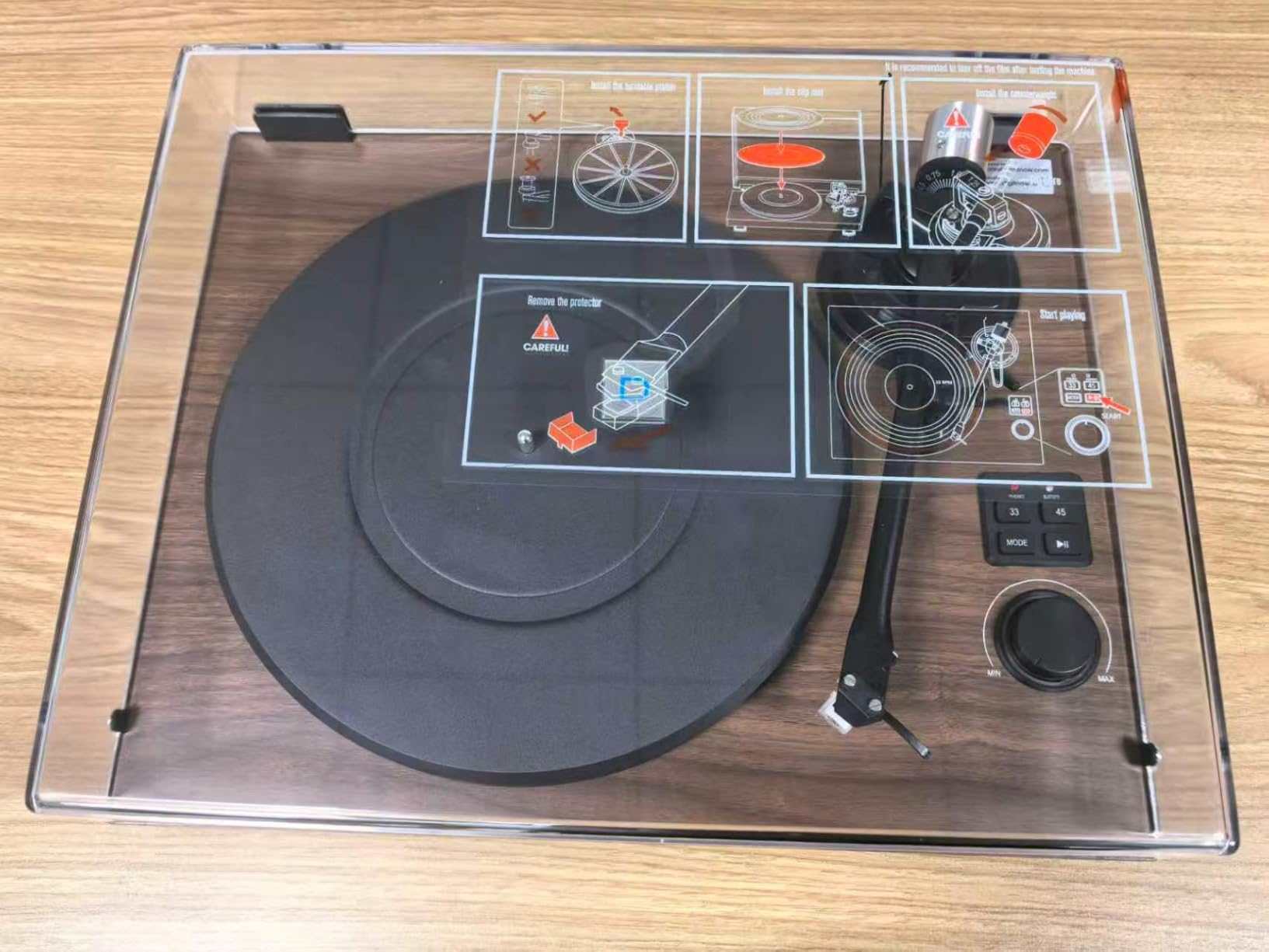 Bluetooth Turntable HiFi System with 36 Watt Bookshelf Speakers, Patend Designed Vinyl Record Player with Magnetic Cartridge, Bluetooth Playback and Auto Off customer photo 2