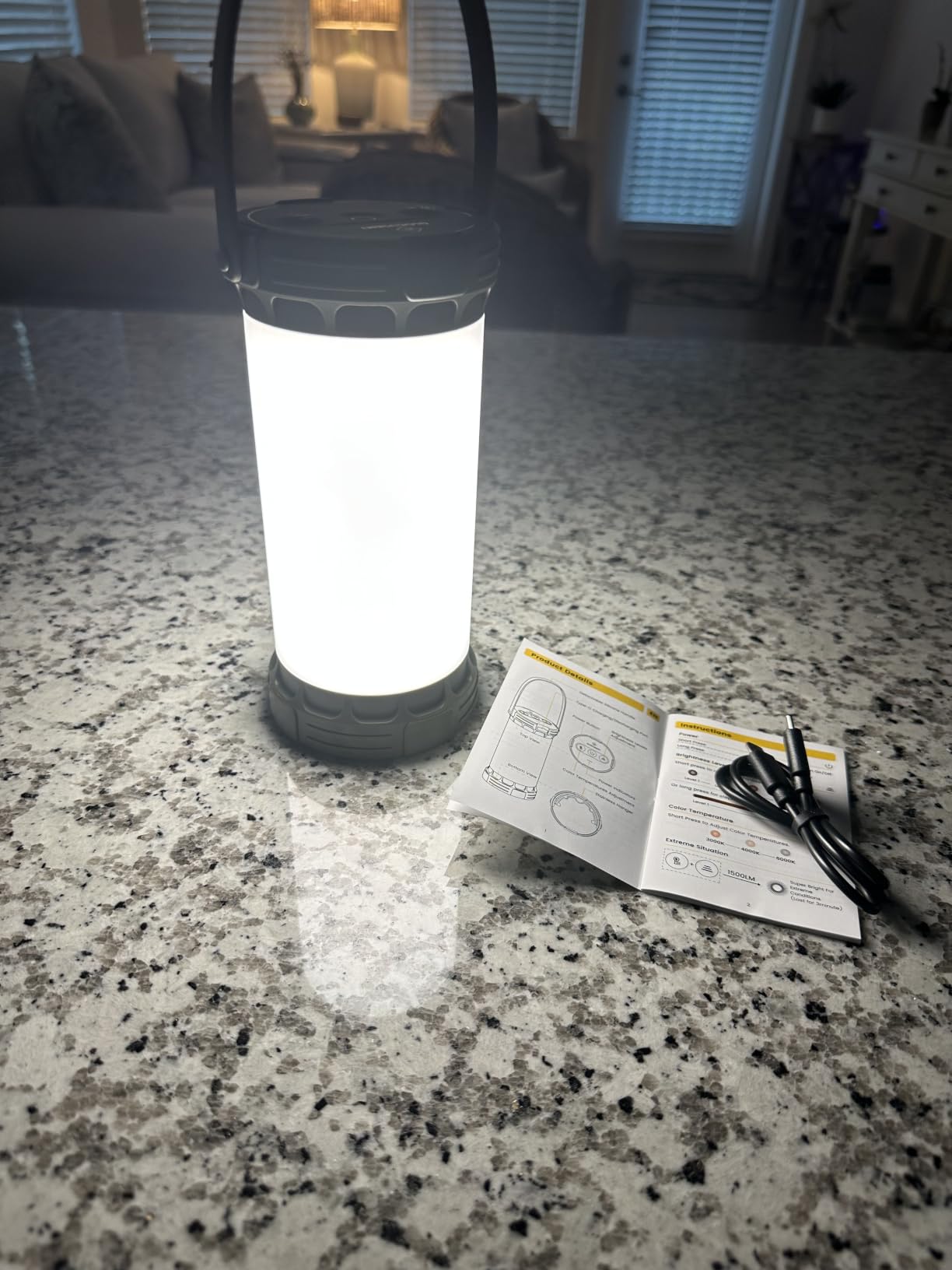 Glocusent LED Rechargeable Camping Lantern, Camping Light with 5000mAh | Camping Light with 3 Colors & 5 Brightness, SOS, Rechargeable Lantern for Power Outages Hiking Emergency Max 1500LM customer photo 2