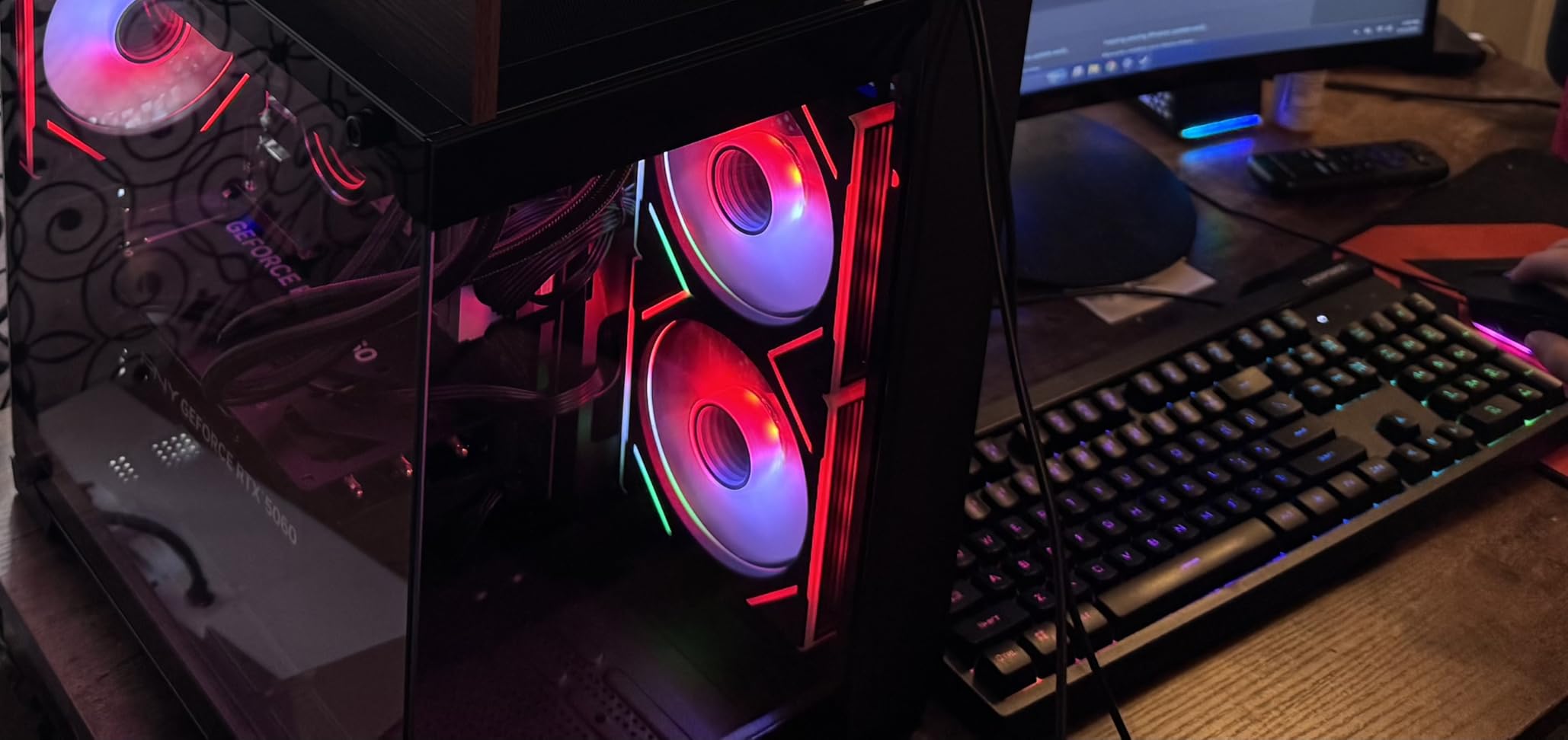 YAWYORE Gaming PC, AMD Ryzen 7 5700X, GeForce RTX 5060 Desktop Computer | 32GB DDR4 RAM, 1TB M.2 NVMe SSD, ARGB Fans, WiFi+BT customer photo 2