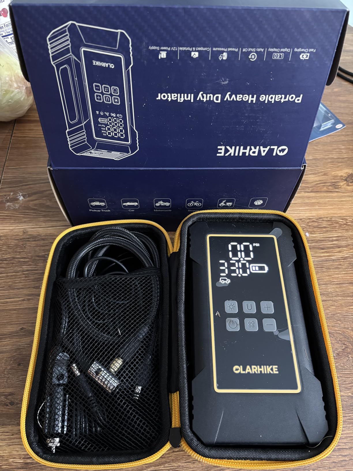 OlarHike 12000mAh Heavy Duty Tire Inflator Portable Air Compressor | Powerful, 7X Faster, 150PSI, Dual Power 12V&Cordless, For Car Tires, Pickup Trucks, Jeeps, SUVs & RVs, Digital Pressure Gauge customer photo 1