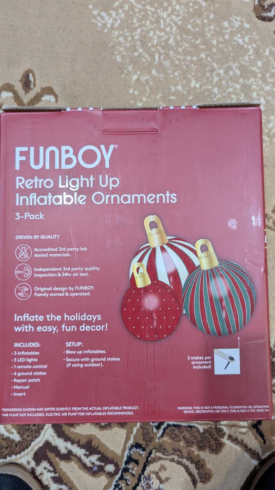 FUNBOY Retro Inflatable LED Light-Up Christmas Ornaments, Outdoor 3 Pack | Oversized Holiday Yard Décor, Remote-Control LED Lights, Indoor/Outdoor Christmas Decoration customer photo 1