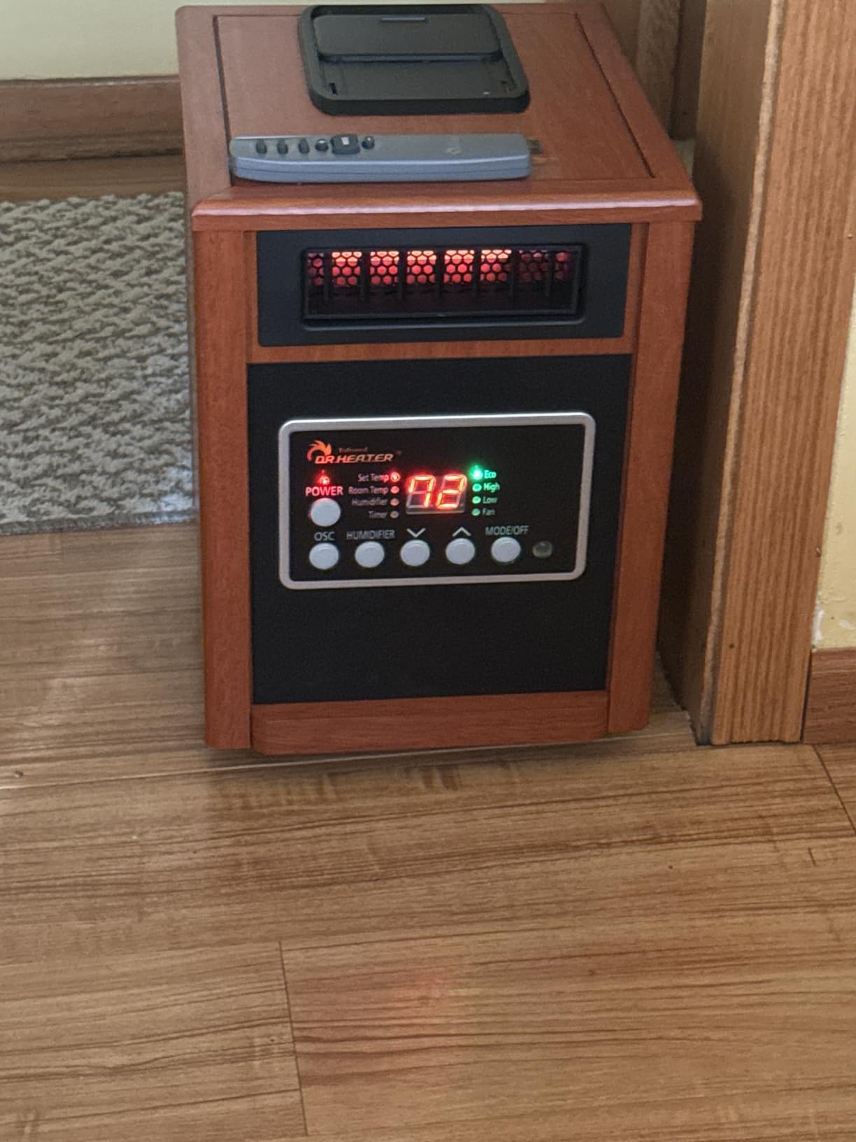 DR. Infrared Heater DR-123 Indoor Portable Space Heater with Remote Control, 1500W Dual Heating, 4 Wheels for Mobility, Programmable Timer, Thermostat, Ultra Quiet, Coffee customer photo 2