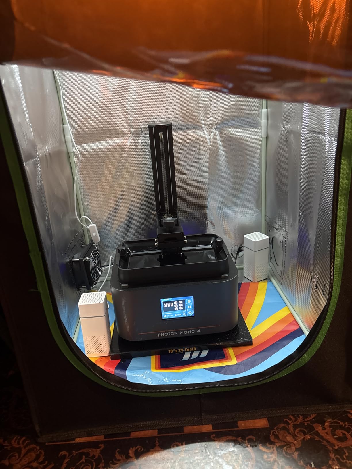 Large Resin 3D Printer Enclosure with Ventilation Kit LED Light, 3D Printer Vented Enclosure Tent Cover Eliminate Odors Dustproof Isolate Noise Compatible with LCD Resin UV 3D Printer 33*18.9*28.7Inch customer photo 1