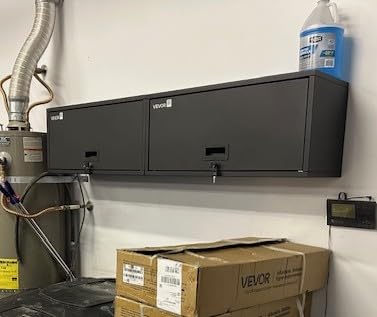 VEVOR Metal Wall Cabinet, 30.31W x 12.01D x 14.02H Inch, Floating Garage Tool Cabinet with Up-Flip Door, 120 lbs Load per Shelf, Fit for Garage, Basement, Kitchen, Warehouse, Assembly Required customer photo 2