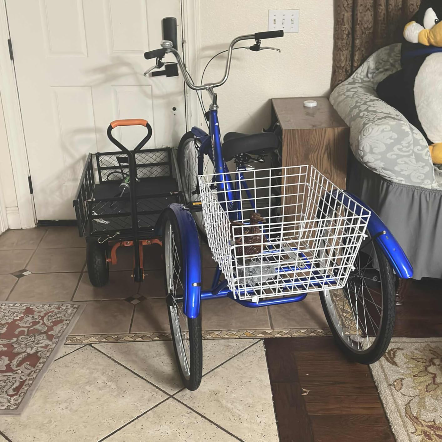 1 Speed Adult Tricycle, 24/26 inch Cruiser Trike with Large Basket for Women Men Seniors, 3 Wheel Bike for Outdoor, Shopping, Recreation, Picnic (Red/Blue/Purple) customer photo 1