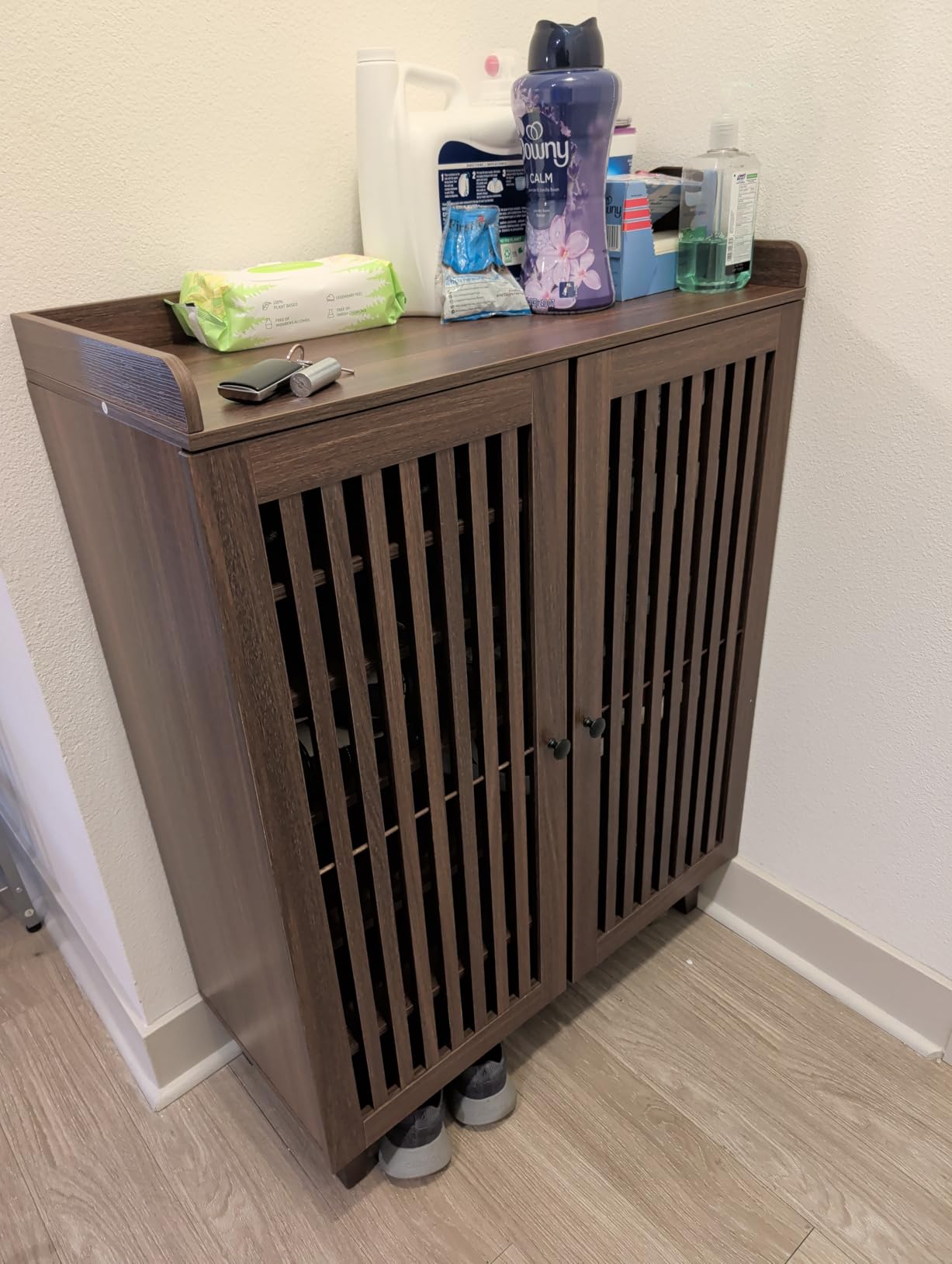 IRONCK Shoe Cabinet with Slatted Doors, 6-Tier Shoe Storage Cabinet, Walnut | Adjustable Shelves, Wooden Shoe Rack Organizer for Entryway, Hallway, Closet, Living Room customer photo 1