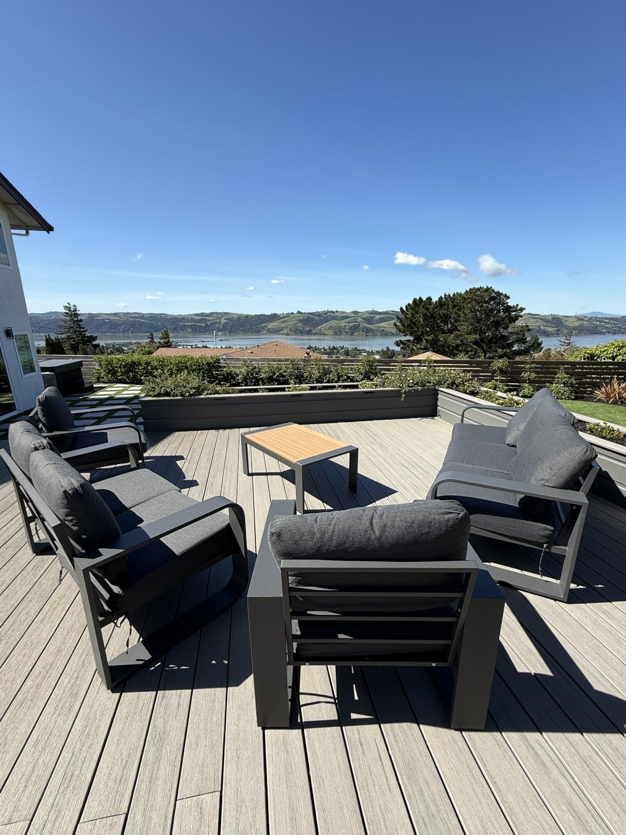Oversized Aluminum Outdoor Furniture Set, Extra Large Patio Furniture Sofa Set 4.8” Widened Armrest & Ultra-Thick Cushions, 5 Pcs Modern Patio Sectional for Backyard, Porch, Graphite customer photo 2