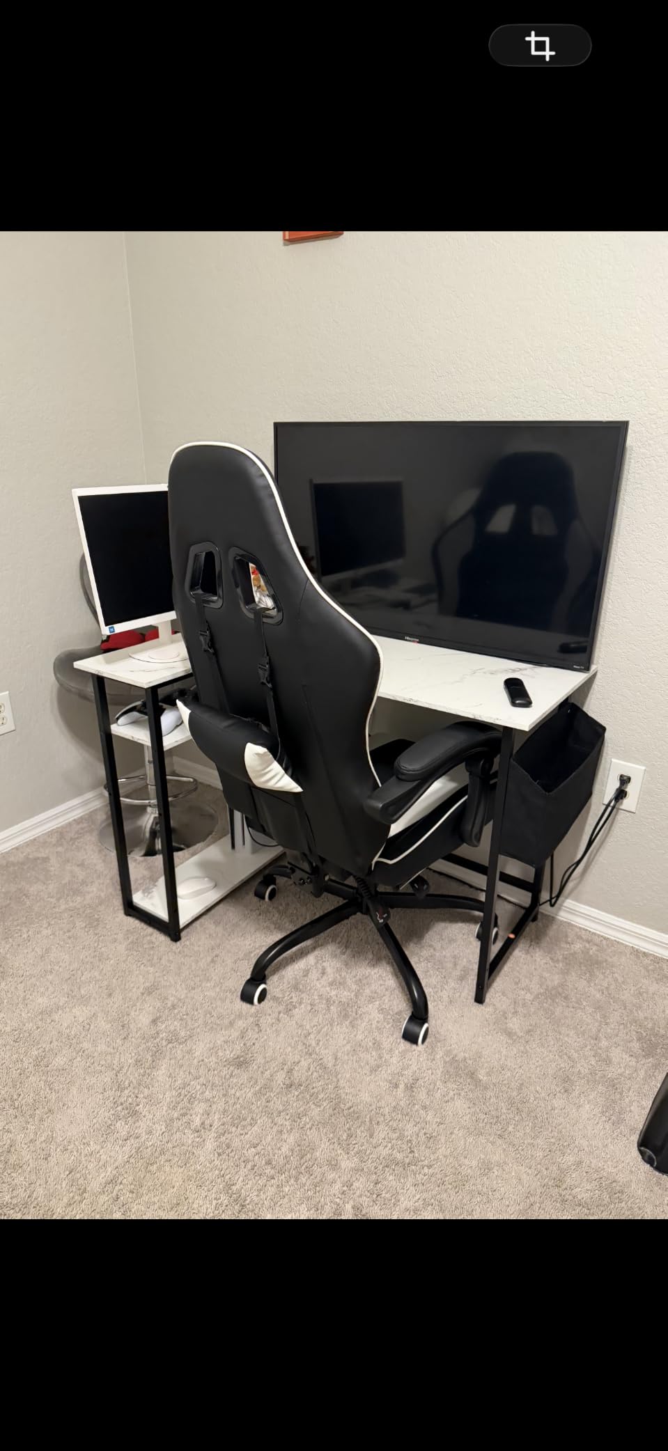 Pamray 40 Inch L Shaped Computer Desk with Reversible Side Storage Shelves, Small Corner Desk for Small Space Home Office, Writing Study Table PC Desk for Bedroom, Black customer photo 2