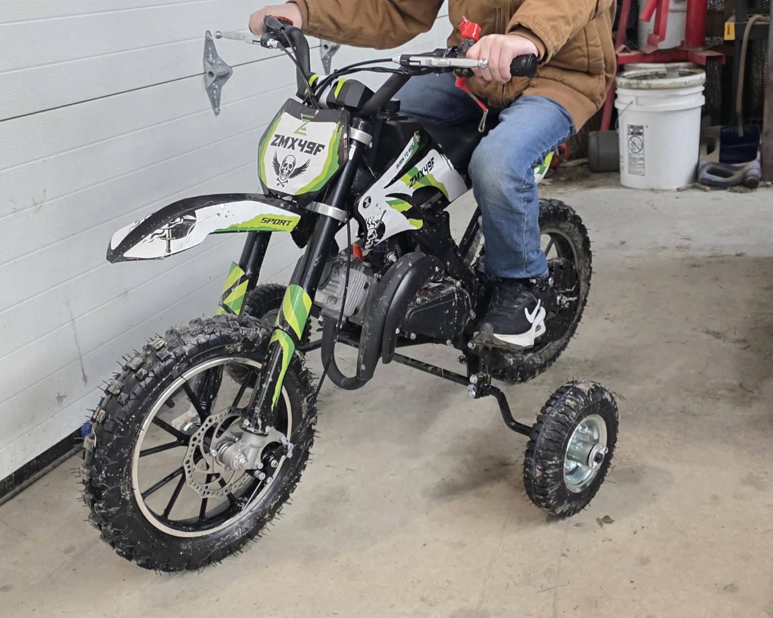 50cc Dirt Bike for Kids 8-14, Kids Motorcycle, 2-Stroke Gas Mini Dirt Bike with Dual Disc Brakes, Easy Pull Start, Off-Road Tires (White) customer photo 2