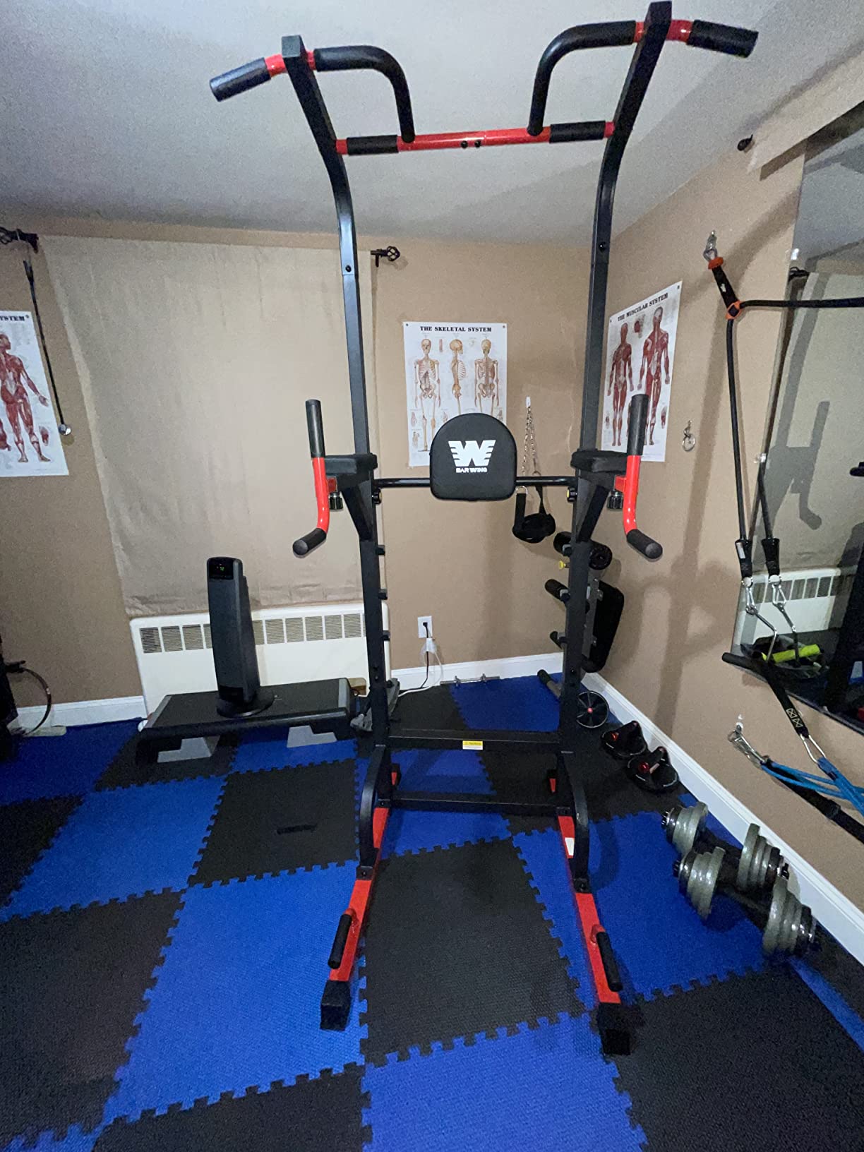 BARWING Pull Up Bar Station, Power Tower, Dip Station with 3D Backrest, Multi-Function Strength Training Stand Rack, Adjustable Height Dip Bar for Home Gym Workout Stand Fitness Exercise Equipment customer photo 1