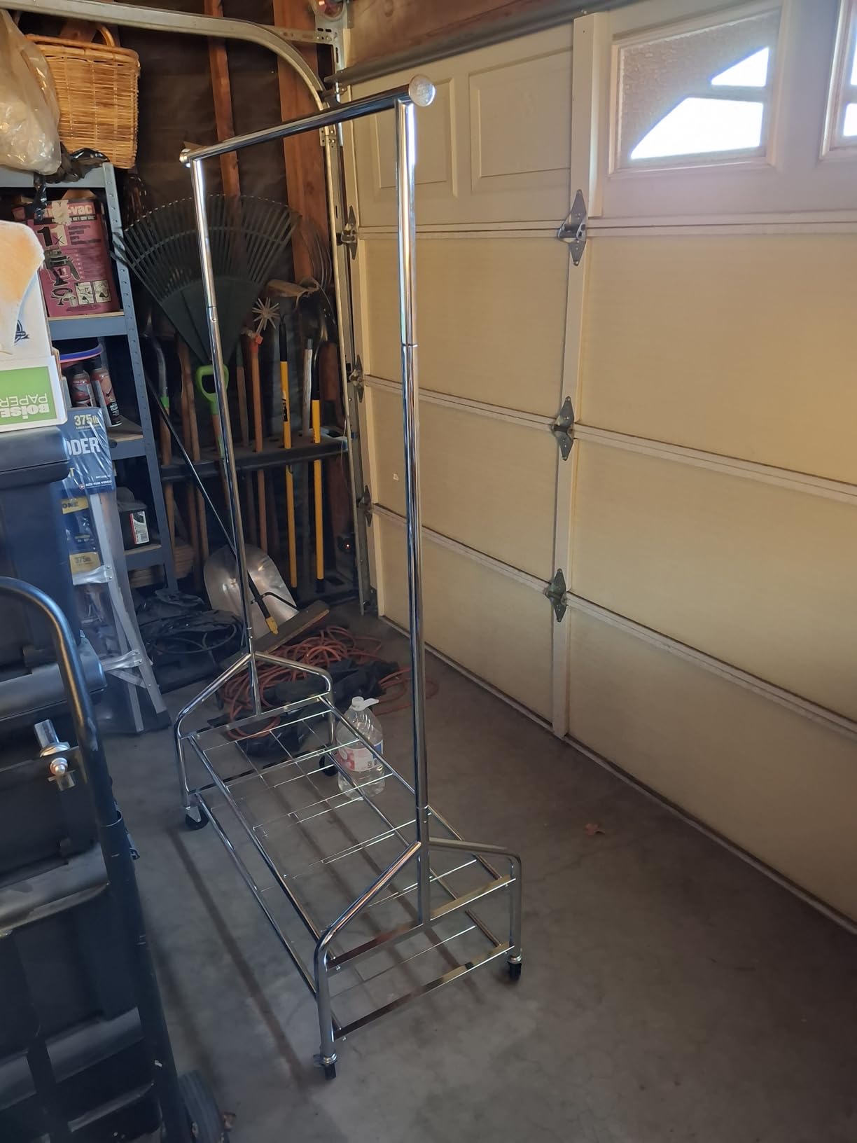 Heavy Duty Clothes Rack Load 650 LBS, Rolling Clothing Rack for Hanging Clothes with 2 Sturdy Shelves, Metal Garment Rack with Wheels for Bedroom, Laundry Room, Retail Store, Silver customer photo 1