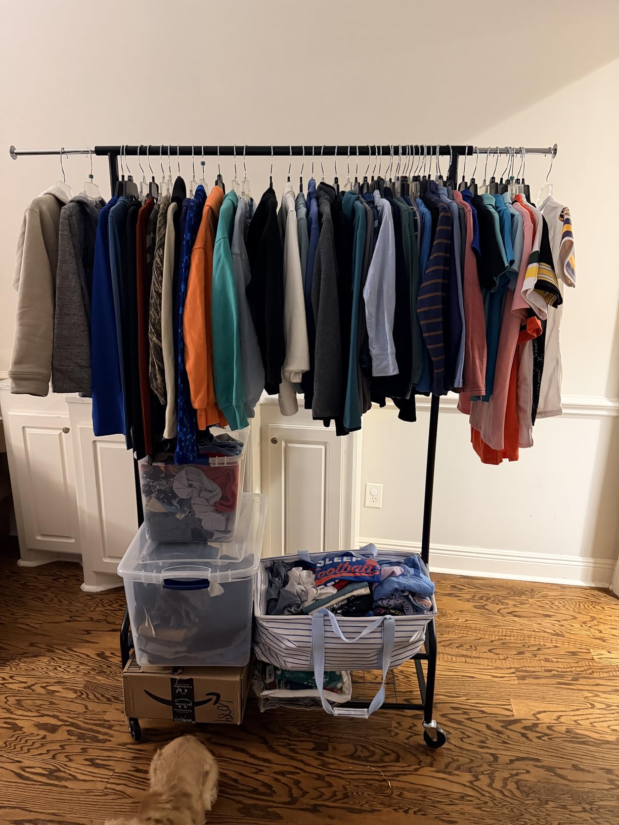 Heavy Duty Clothes Rack Load 650 LBS, Rolling Clothing Rack for Hanging Clothes with 2 Sturdy Shelves, Metal Garment Rack with Wheels for Bedroom, Laundry Room, Retail Store, Silver customer photo 2