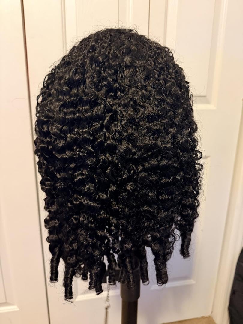 Burmese Curly Wig Human Hair 13x6 Lace Front Wigs Human Hair 250 Density HD Lace Frontal With Drawstring Wigs Pre Plucked Virgin Remy Hair with Spiral End Natural Color 20 Inch customer photo 2