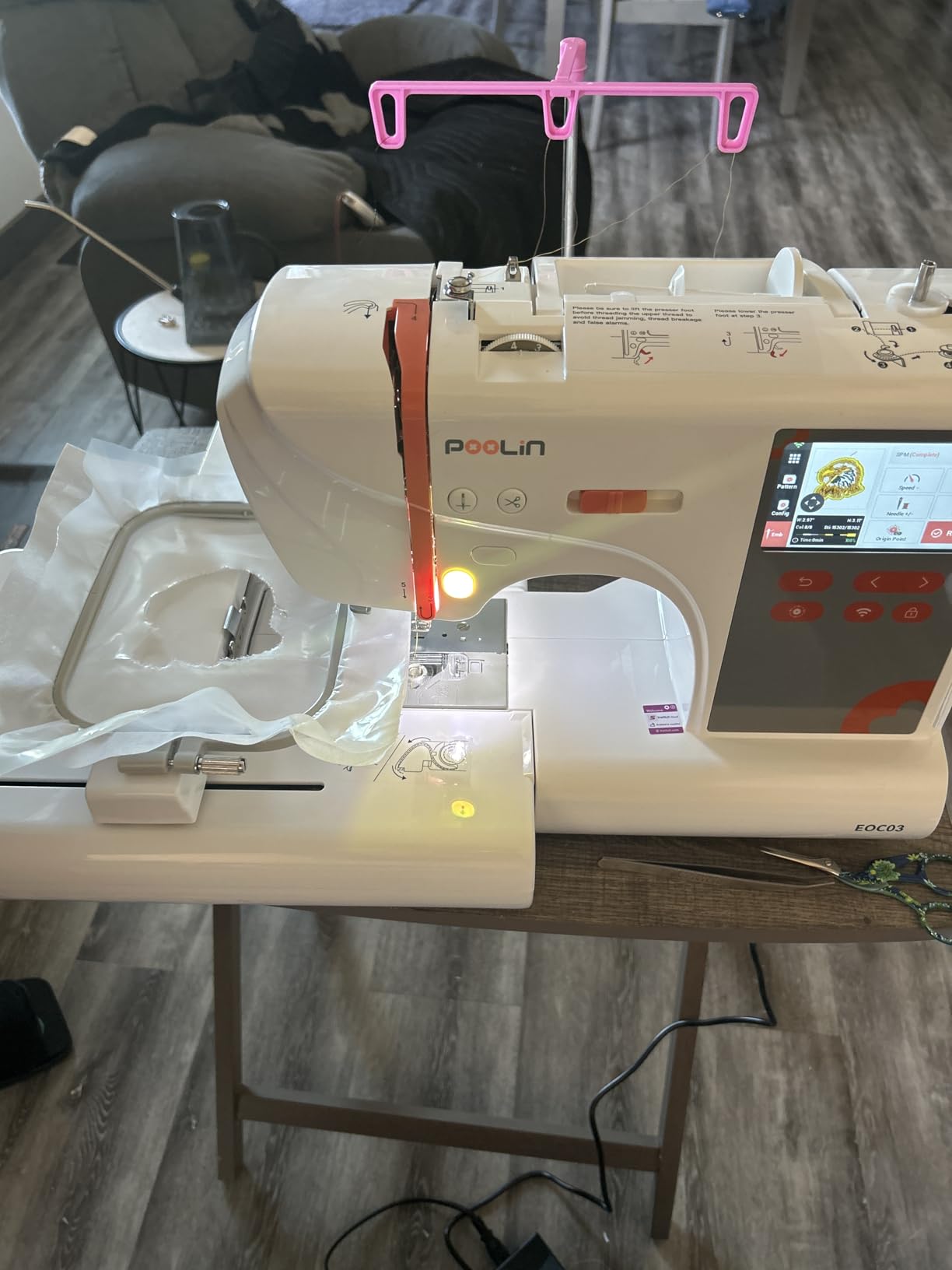 PooLin EOC03 Embroidery Machine 4x4 & 4x9.25 Embroidery Area for Beginners, Easy Operation System, 130 Built-in Designs, 8 Fonts, WiFi Design Transfer, Home DIY Embroidery Machine with Starter Kit customer photo 2