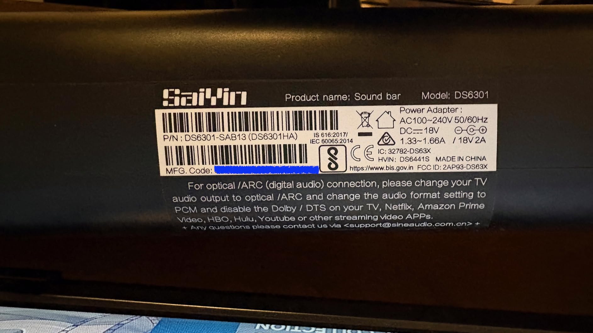 Saiyin Sound Bar for Smart TV, Peak Power 60W, 2026 Update | Balanced Sound, TV-ARC/Bluetooth5.3/Optical/AUX Inputs, Surround Sound for Home Theater Audio for TV/PC/Gaming, Wall Mountable customer photo 1