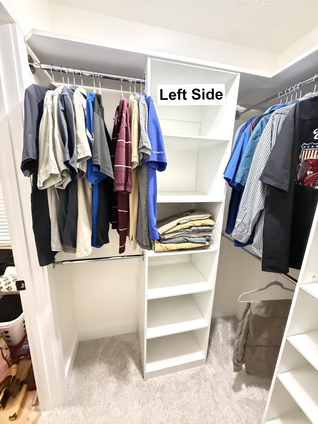 ONBRILL W1 3.5FT-7.7FT Closet System with 4 Chrome-Plated Telescopic Rods | Modular Closet Organizer System with 6 Adjustable Shelves, Custom Wood Walk-In & Reach-In Closet Organizer, Wall Mount, White customer photo 1