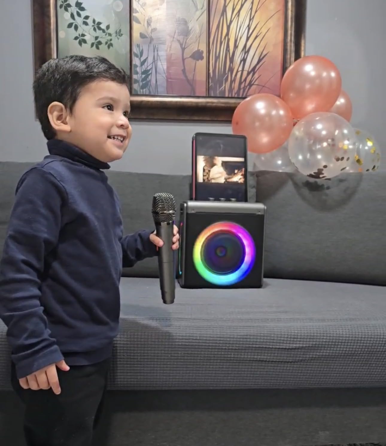 Karaoke Machine, 3 Wireless Rechargeable Microphones, 200W Speaker | Bluetooth 5.3, 20H playtime, LED lights, Portable, tablet holder and TWS for family karaoke, home parties and outdoor events customer photo 2