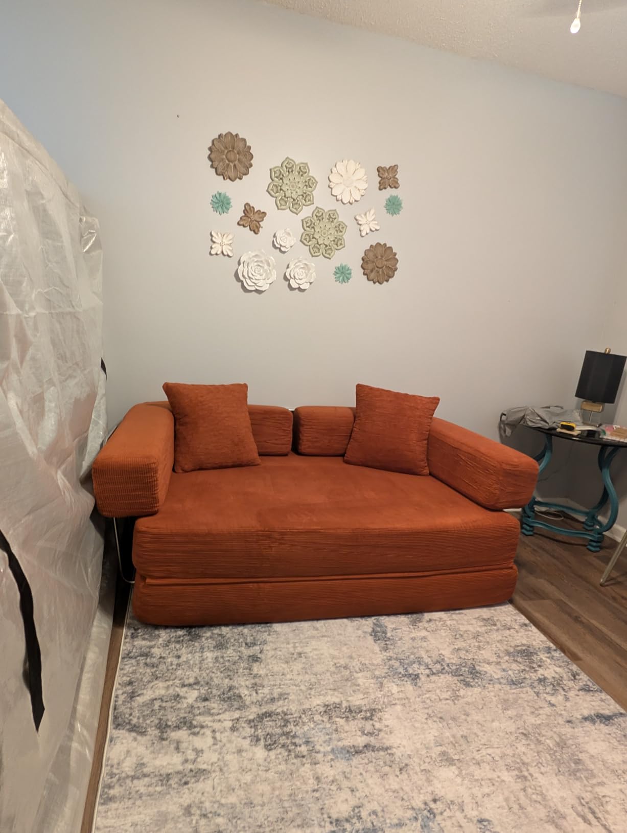BSHOMGI Convertible Futon Sofa Bed, Boneless Couch for Living Room,Modular Futon Couch with Fixed-Shape Frame Corduroy Loveseat Sleeper Sofas with Pull-Out Couches for Small Space Apartment customer photo 1