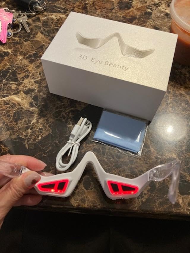 Under Eye Red Light Therapy Device, 2-in-1 Microcurrent EMS Eye Massager for Dark Circles & Puffiness, Anti-Aging Glasses for Eye Bags & Wrinkles, Rechargeable, 3 Intensity Levels customer photo 1