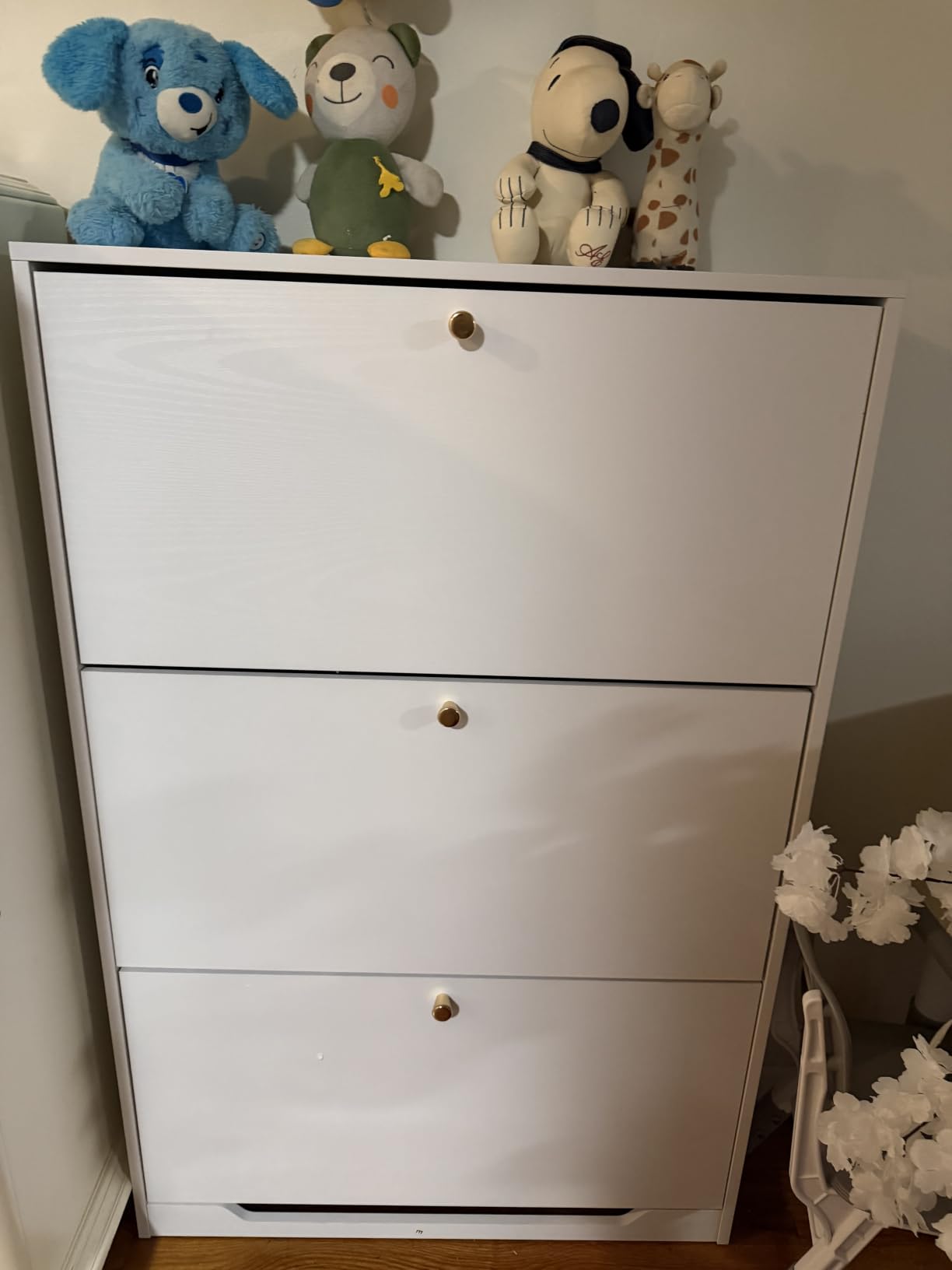 Nicetree Shoe Cabinet with 3 Flip Drawers, Narrow Shoe Organizer Cabinet, Freestanding Shoe Rack Cabinet, Modern Shoe Storage Cabinet for Entryway, Hallway, Foyer, White customer photo 2